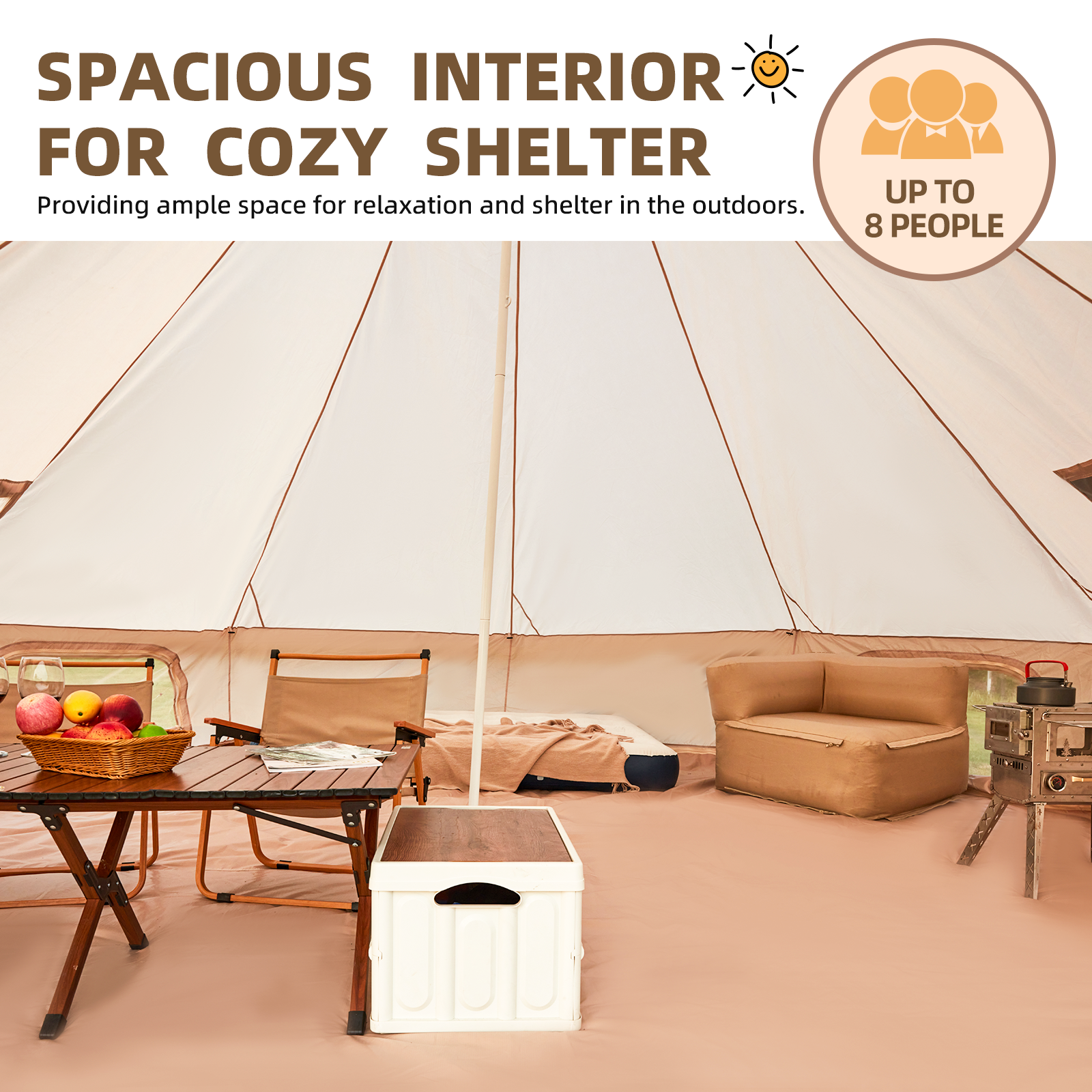 HOMREST Yurt Tent 4 Season Waterproof Glamping Tents w/Stove Jack, with Zipped Removable Floor for Family Camping Outdoor Party 13 FT, Holds up to 4-8 People