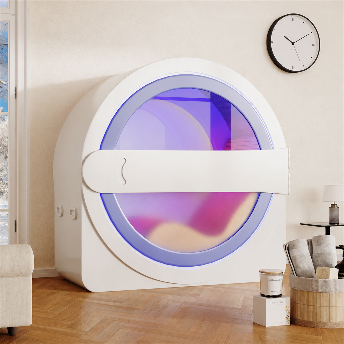 HOMREST Space-Capsule Infrared Sauna with Lounger & Dual-Wave Beauty Light|Pre-Order