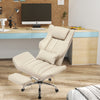 HOMREST Ergonomic Home Office Chair with Flip-Up Armrests, 135° Reclining Computer Desk Chair, Nappa PU Leather, Beige