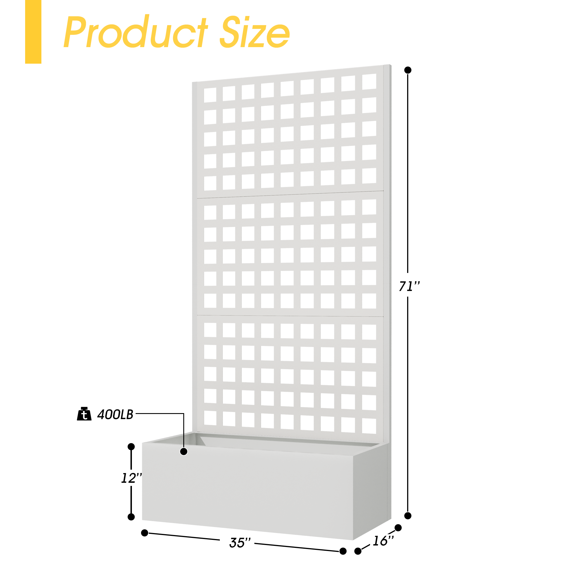 HOMREST Metal Planter Box with Trellis, 71"x 35"x 16" Raised Garden Bed with Trellis, Planter Box Trellis with Privacy Screen and Drainage Holes, White