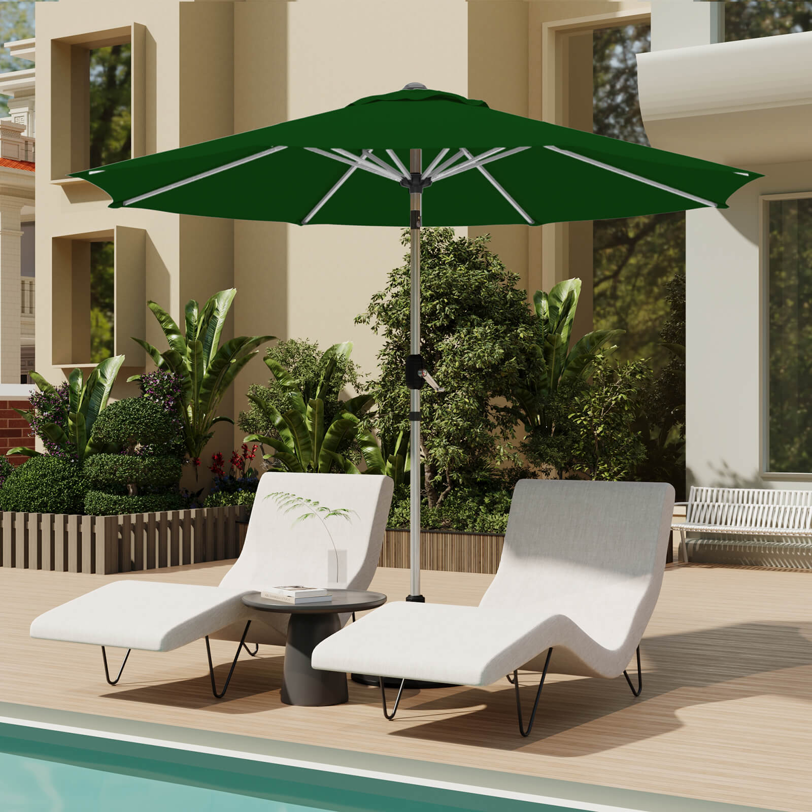 HOMREST 10FT Aluminum Outdoor Patio Umbrella with Push Button Tilt Function, Green