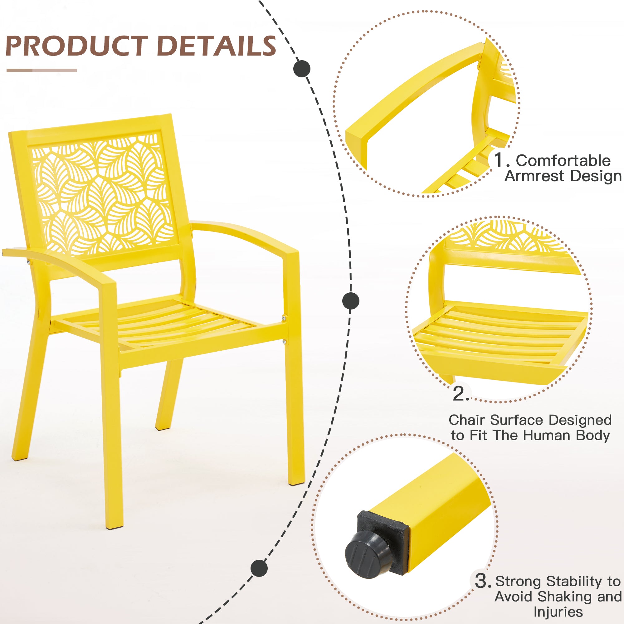 HOMREST 3-Piece Outdoor Bistro Set – Metal Chairs & Table, Yellow