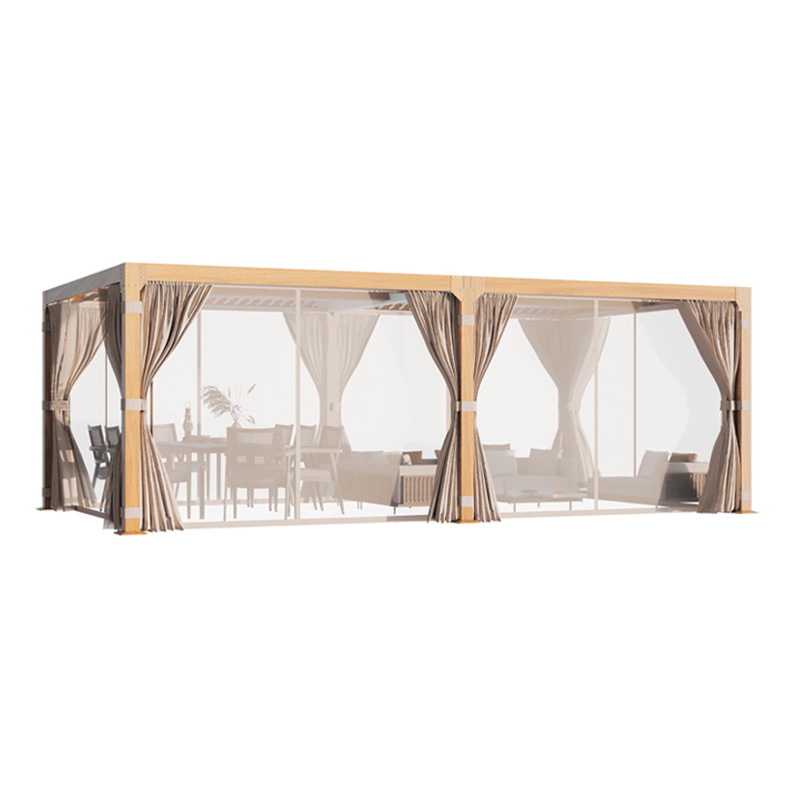 HOMREST Louvered Pergola 12x24 Outdoor Hard Top Pergola with Aluminum Frame and Adjustable Metal Rainproof Roof for Garden & Patio, Curtains and Netting Included, Wood Grain