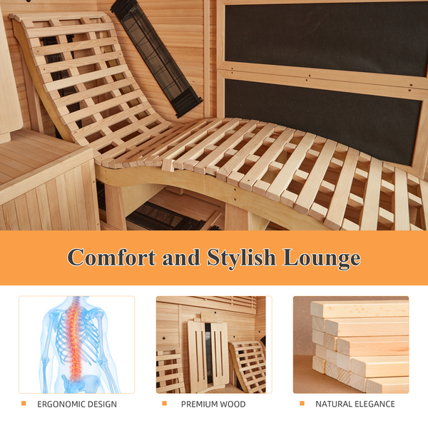 HOMREST Luxurious Infrared Sauna 2 Person with Comfortable Sauna Chair