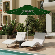 HOMREST 10FT 3-Tier Aluminum Outdoor Patio Umbrella with Push Button Tilt Function, Green