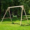 Homrest Wooden Swing Sets for Backyard with 2 Belt Swings and Trapeze Bar, Outdoor Playset for Kids, Backyard Discovery Wooden Swing Set