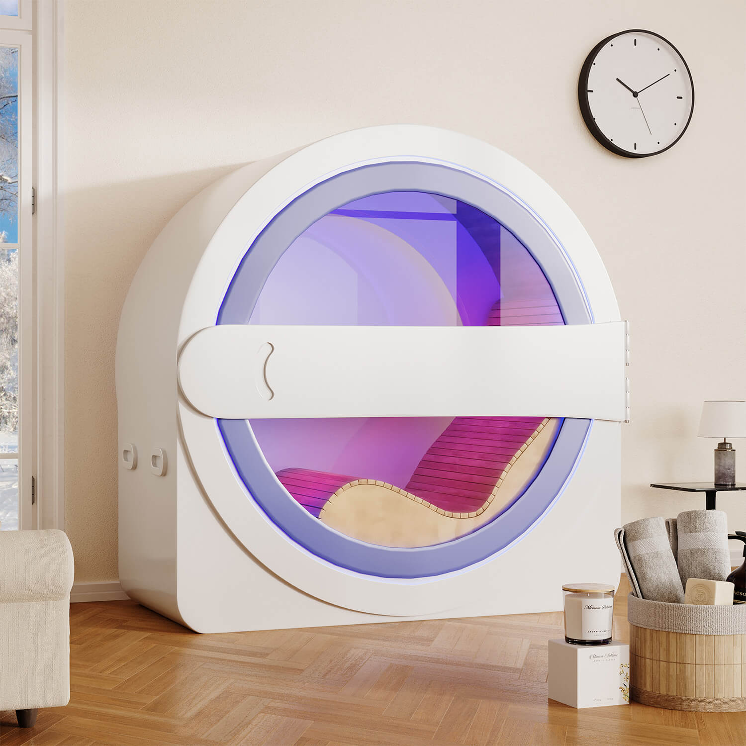 HOMREST Space-Capsule Infrared Sauna with Lounger & Dual-Wave Beauty Light|Pre-Order