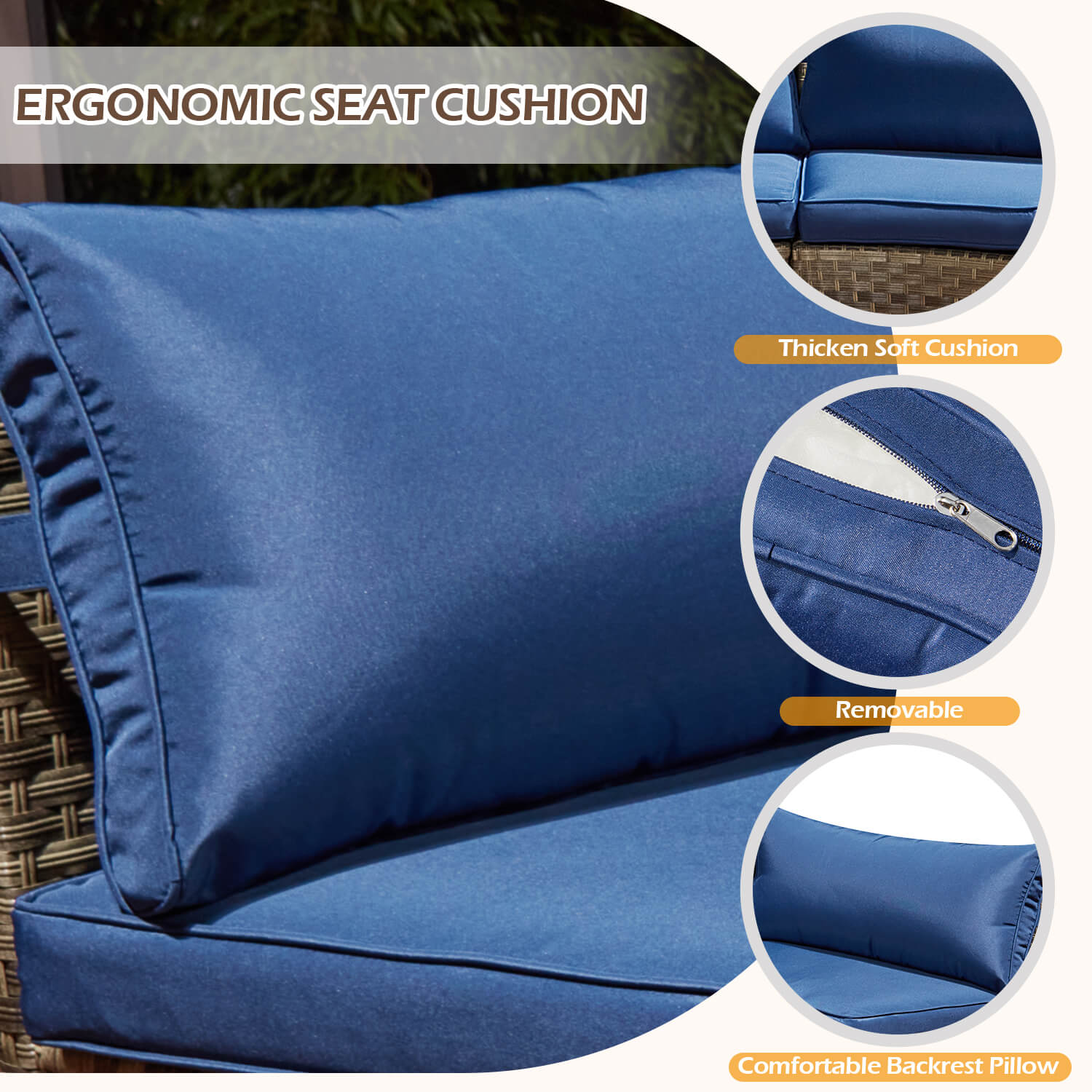 HOMREST Outdoor Patio Furniture Set, 7-Piece Half-Moon Wicker Patio Sofa Set with Storage Table, Blue