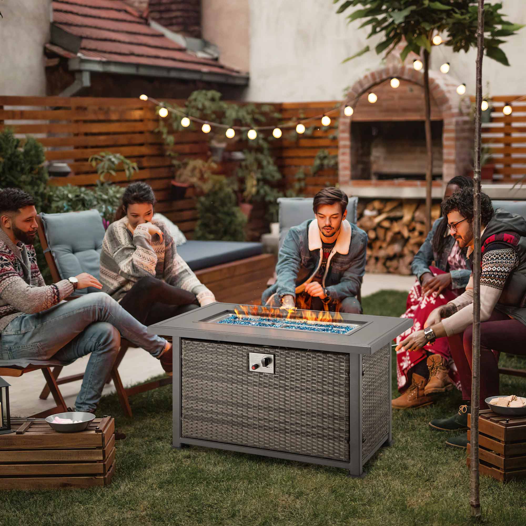  Our outdoor fire pit table is designed for party, camping and decoration. | Homrest furniture