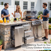 HOMREST Outdoor Kitchen Drawer and Trash Bin Combo - 28"Wx20"Dx23"H Built-in 304 Stainless Steel Cabinet with Triple Drawers & Pull-Out Trash Drawer, Silver