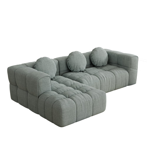 HOMREST Fully compressed modular 103" L-shaped combination living room sofa set, Blue Gray(left side recliner)