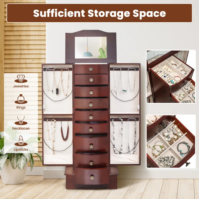HOMREST 17'' Wide Freestanding Jewelry Armoire