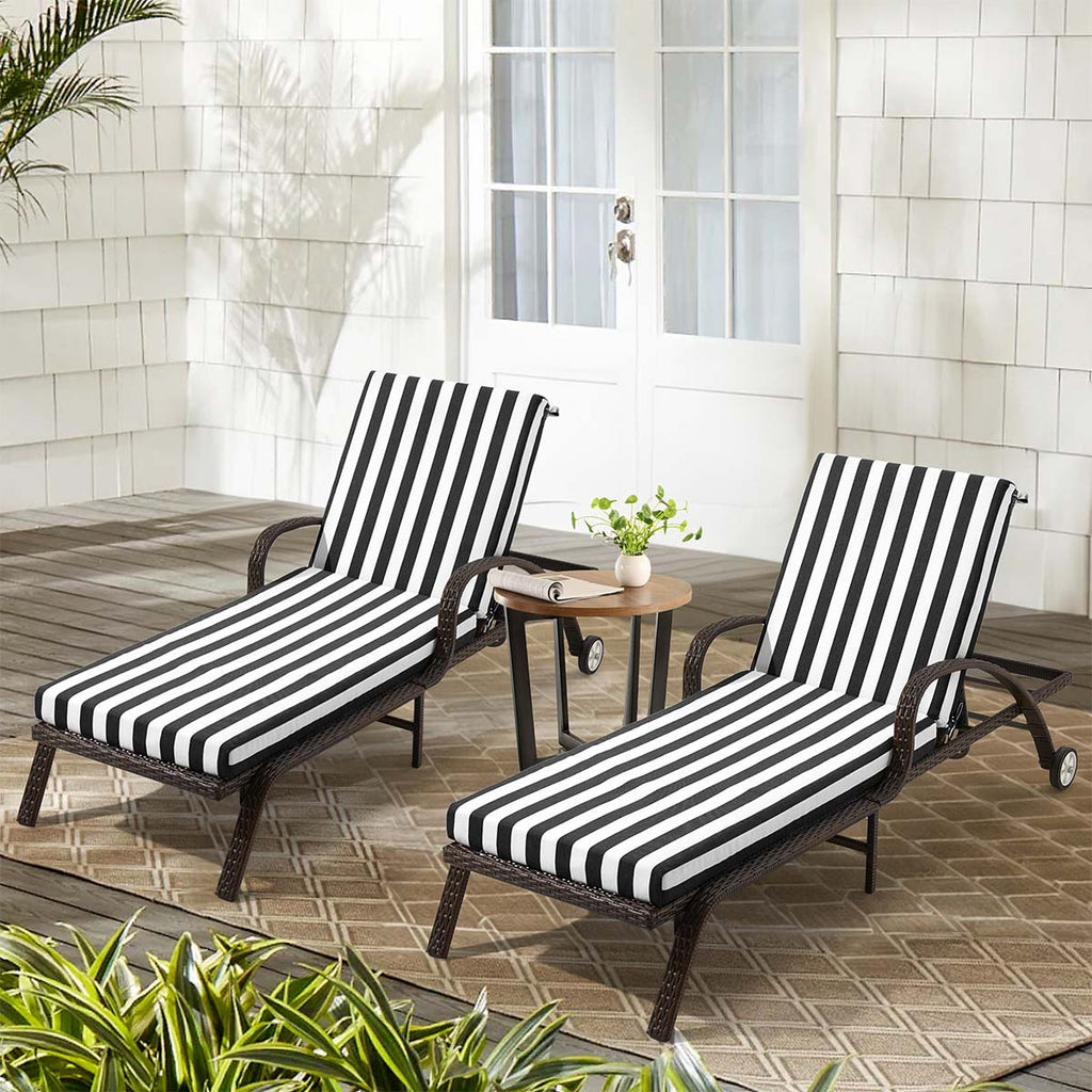 HOMREST Outdoor Lounge Chair Cushion Replacement Set of 2, Black Stripes