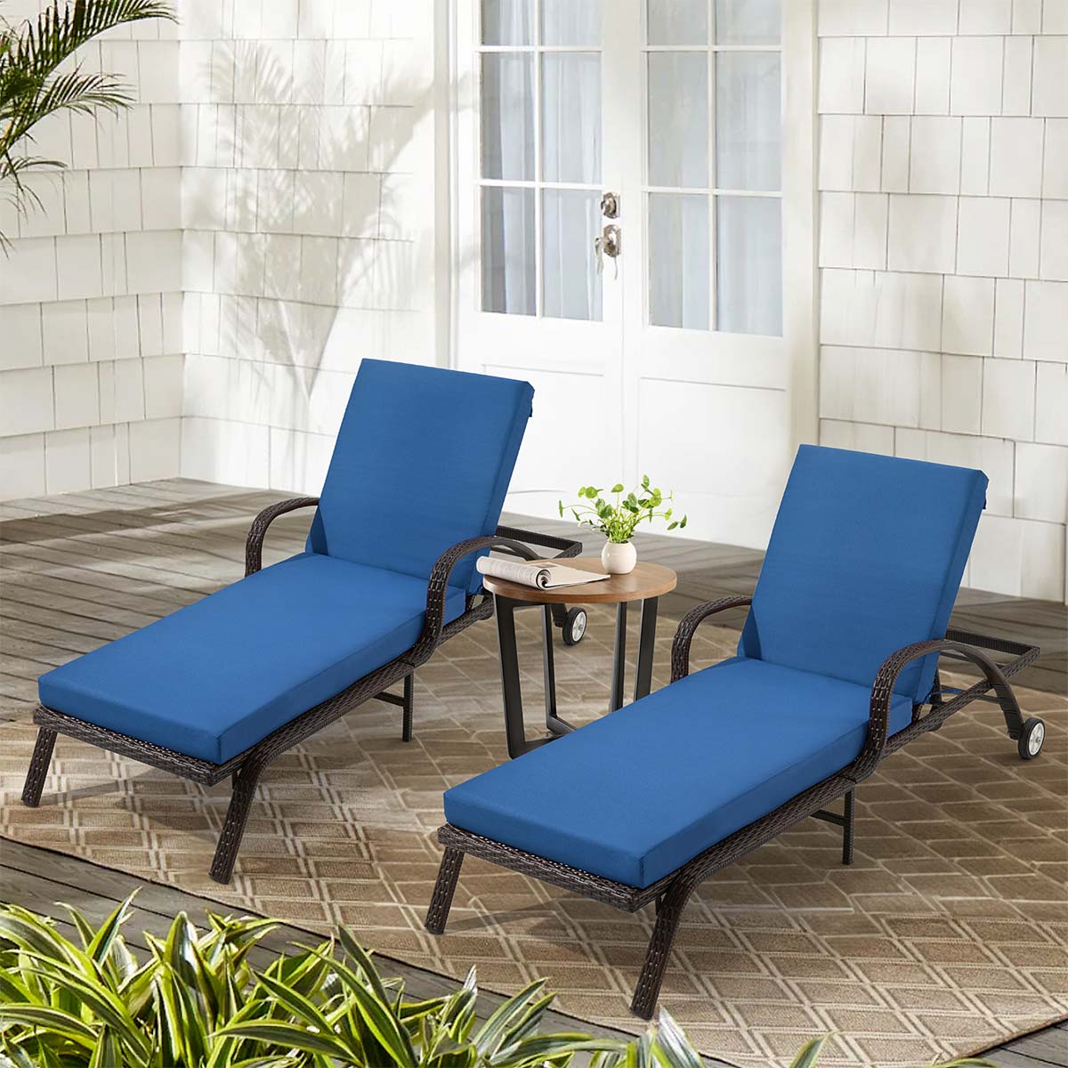 HOMREST Outdoor Lounge Chair Cushion Replacement Set of 2, Dark Blue