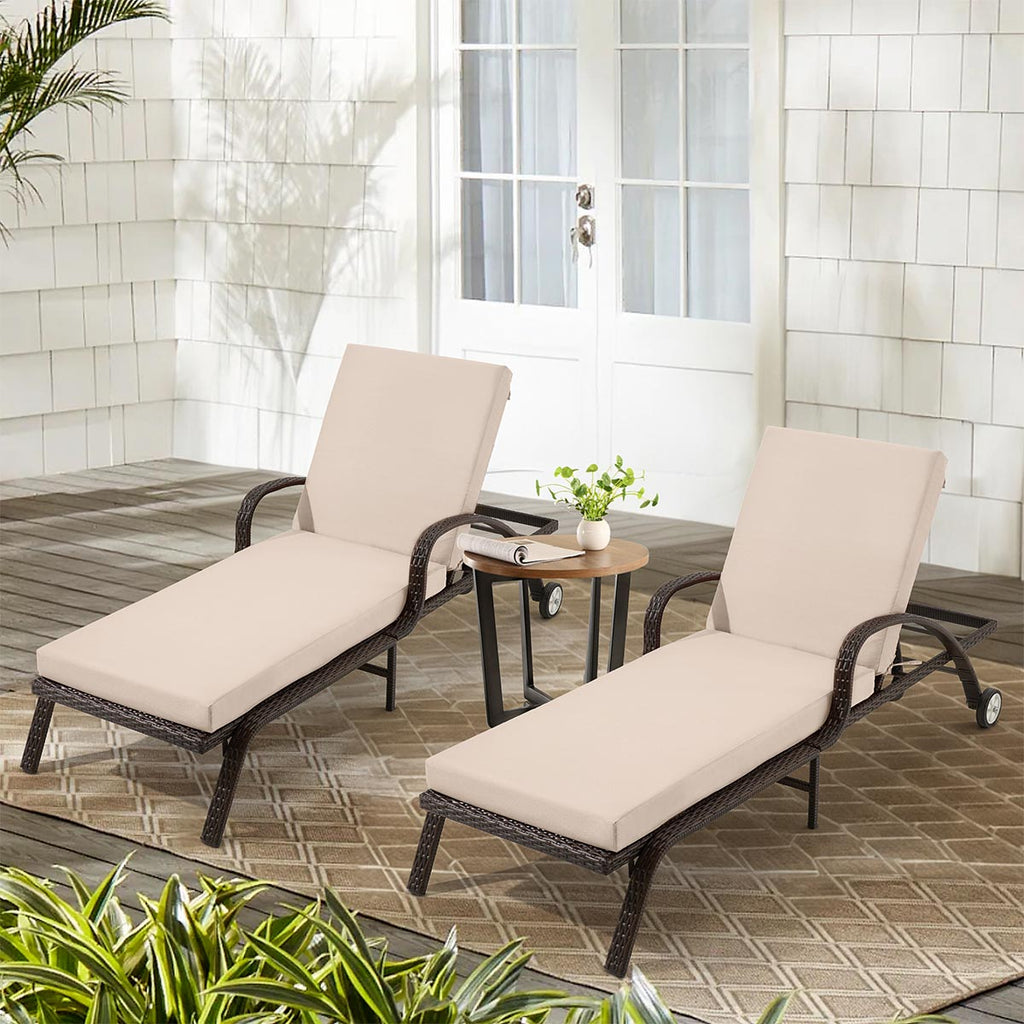 HOMREST Outdoor Lounge Chair Cushion Replacement Set of 2, Beige