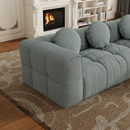 HOMREST Fully compressed modular 103" L-shaped combination living room sofa set, Blue Gray(left side recliner)