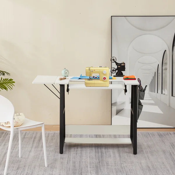 HOMREST 45.5" X 23.6" Sewing Table With Sewing Machine Platform, White