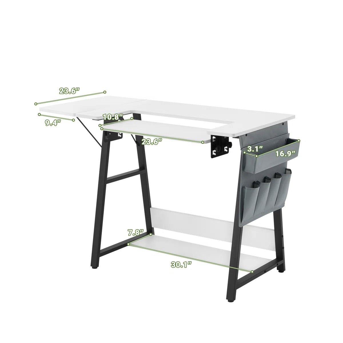 HOMREST 45.5" X 23.6" Sewing Table With Sewing Machine Platform, White