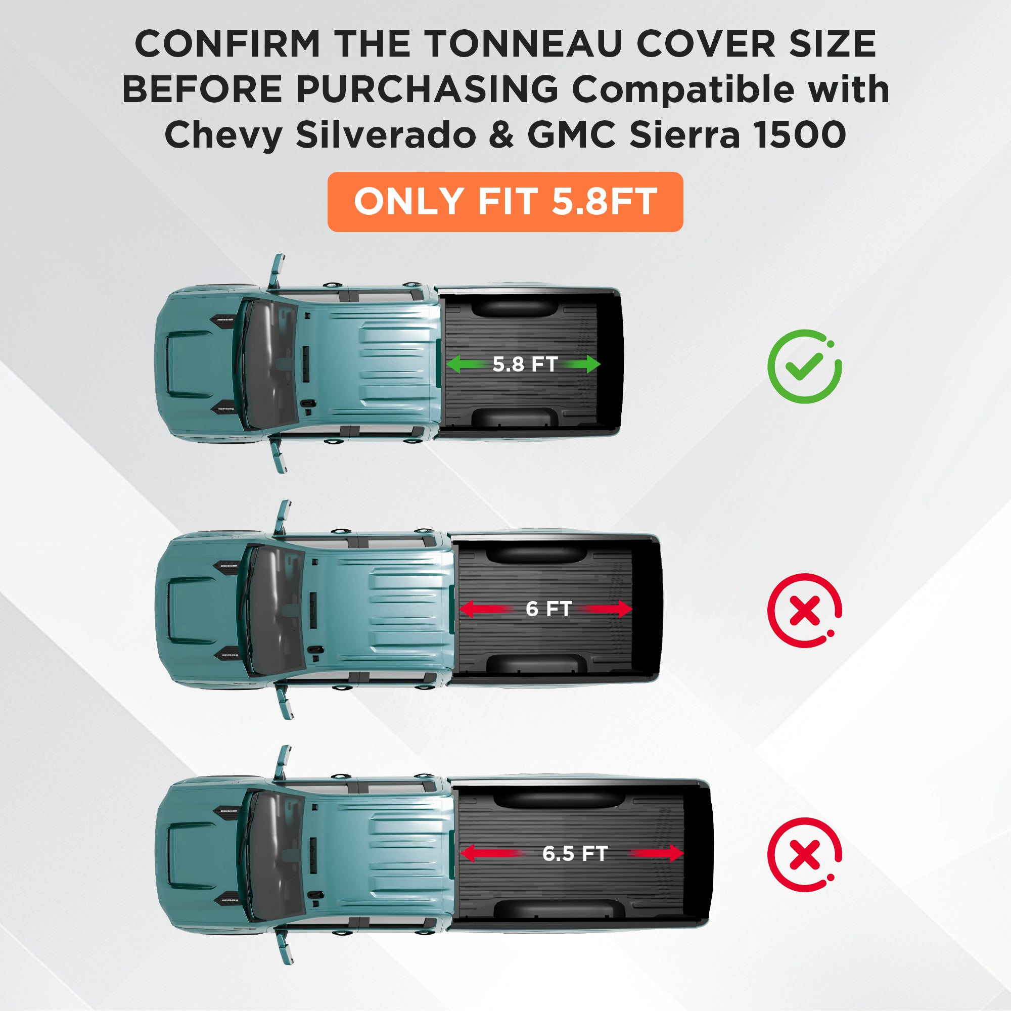 HOMREST Soft Roll Up Truck Bed Tonneau Cover Compatible with Chevy Silverado GMC Sierra 1500 New Body Style 2019-2026,Fits 5.8 ft Bed