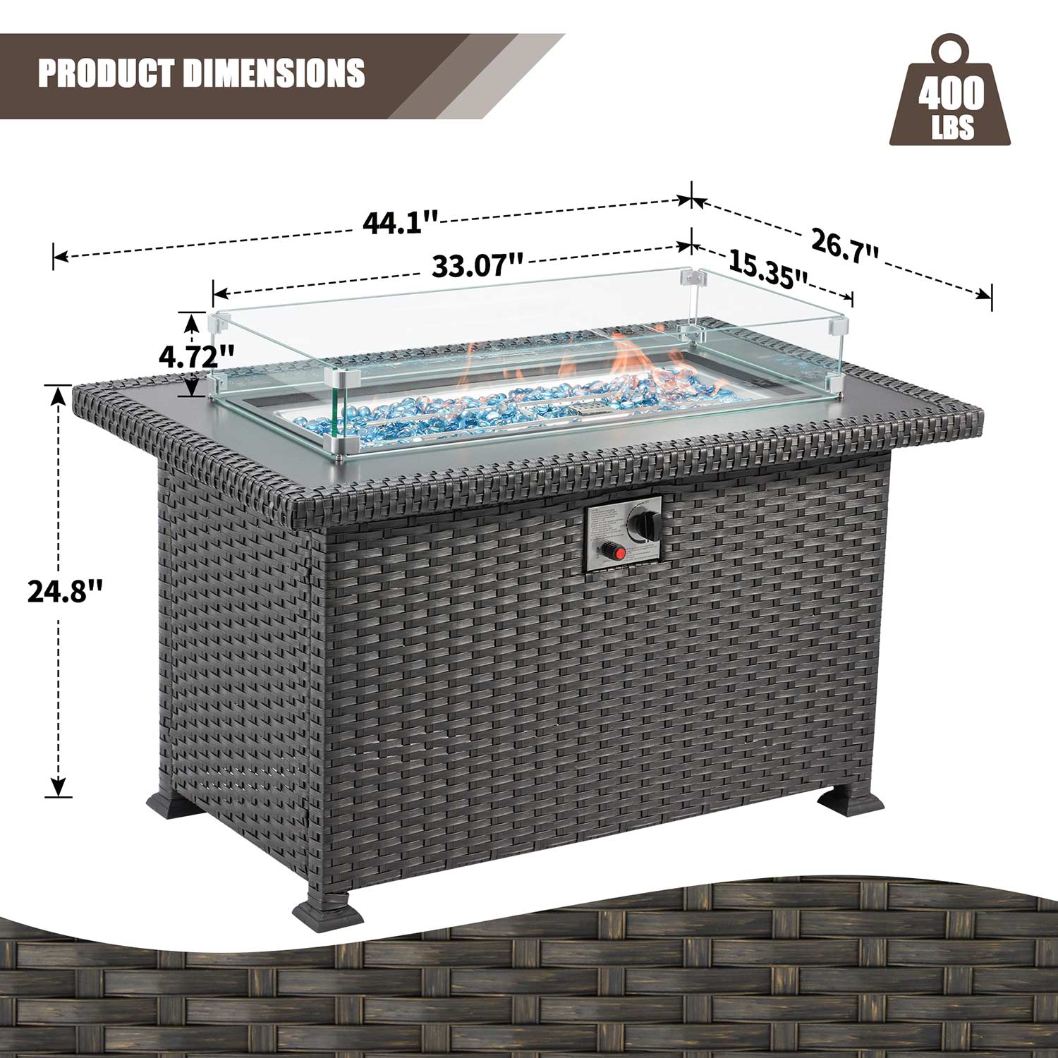 Product Dimensions of Homrest Outdoor Fire Pit Table