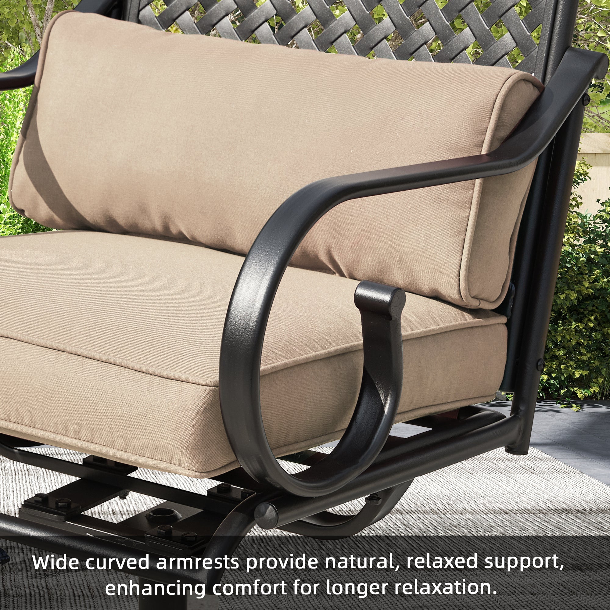 homrest Patio Swivel Chair Set of 2, Outdoor Dining Chairs with Cushions for Porch, Deck, and Garden, Khaki
