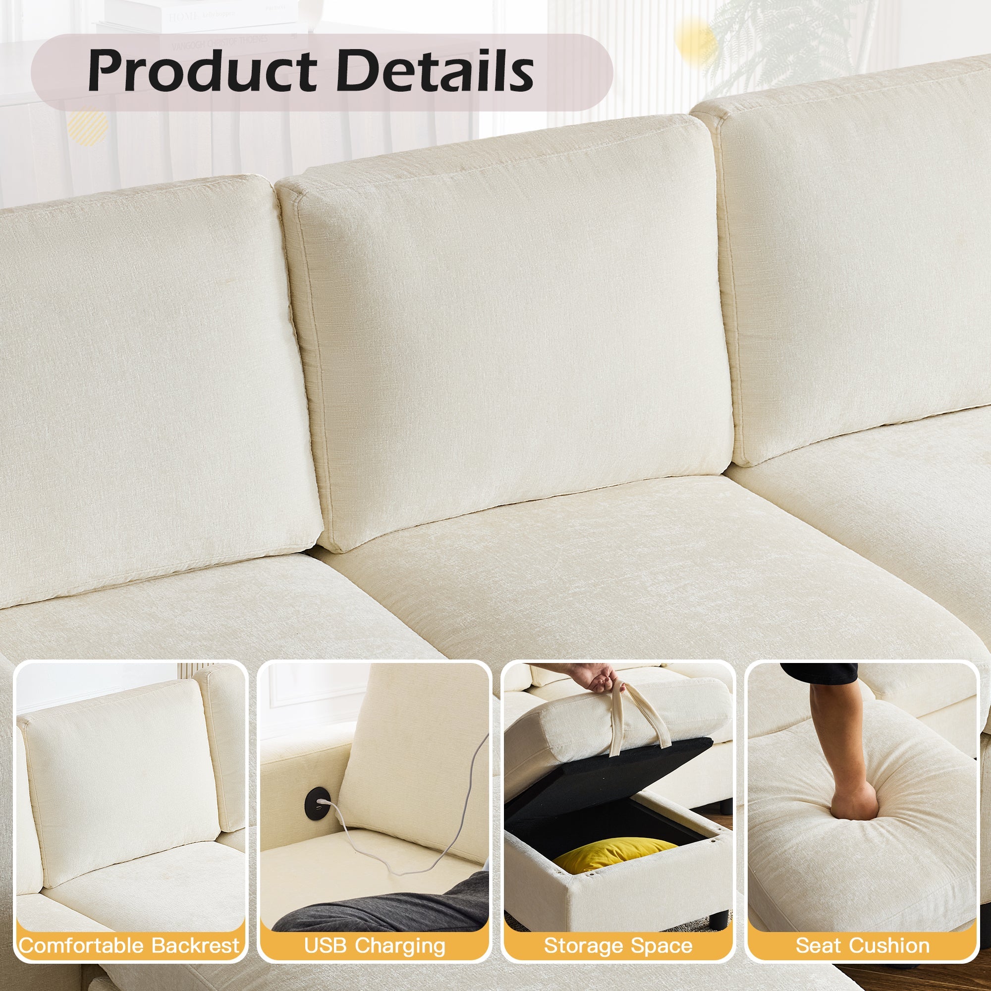 After-Sales Purchase Only – 6  Piece Modular Sectional Couch Box A and Box B