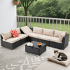 Homrest 7 Piece Outdoor Patio Furniture with Storage Table, Cushions and Pillows, Khaki
