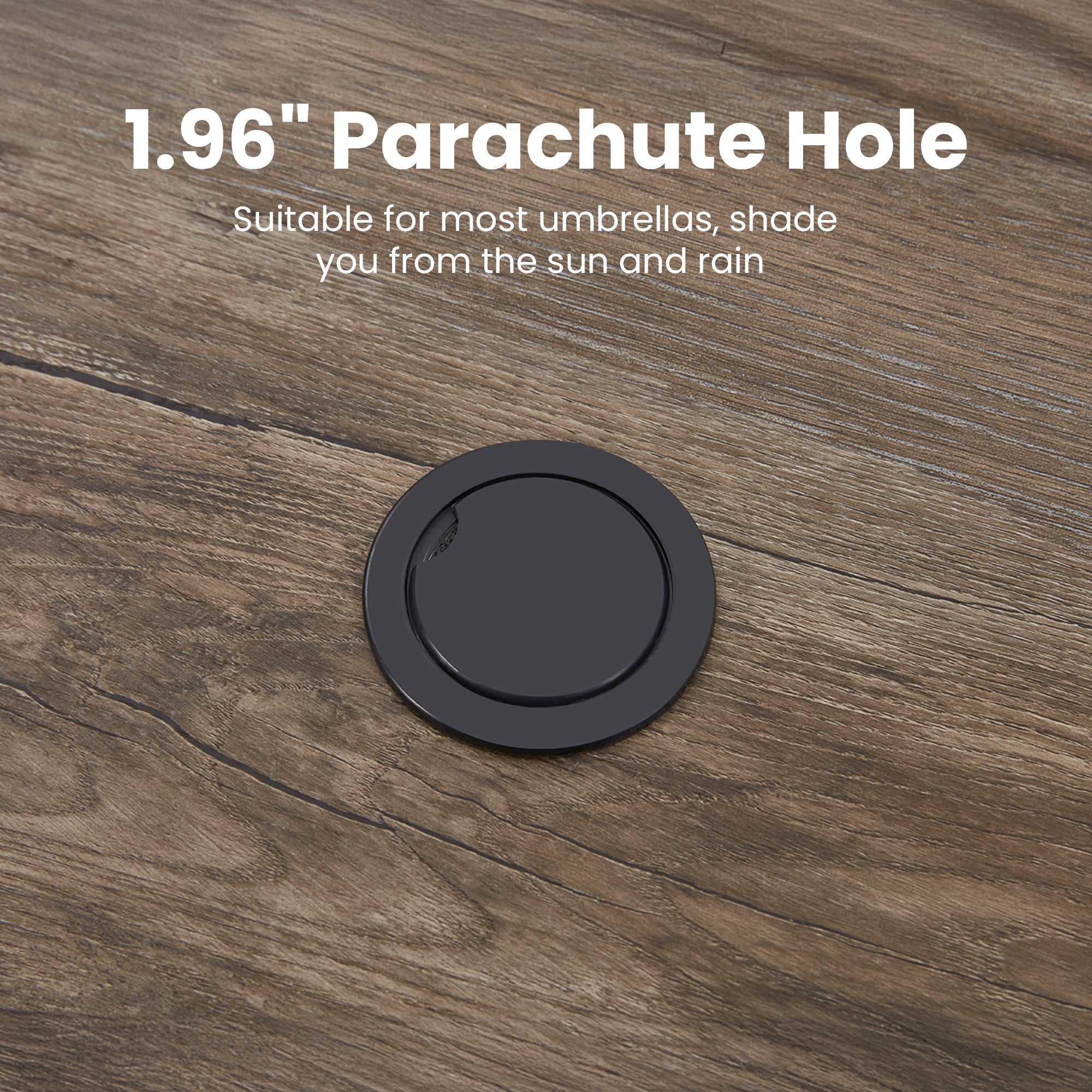 HOMREST 63 Inch Outdoor Patio Dining Table with 1.96 Inch Adjustable Umbrella Hole
