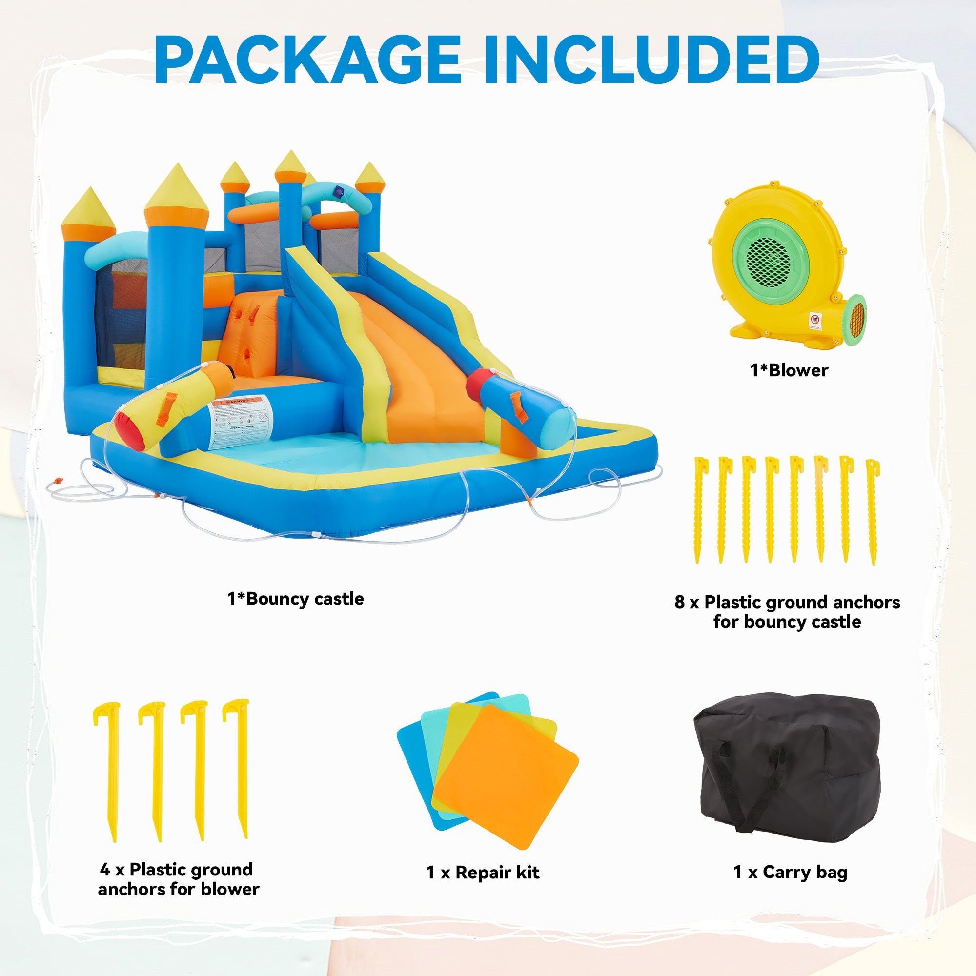 Homrest Bouncy Castle, Inflatable Bounce House with Blower, Jumping Castle with Water Slides for Kids Backyard, High Quality Oxford Cloth Heavy Duty, Idea for Kids 3-6
