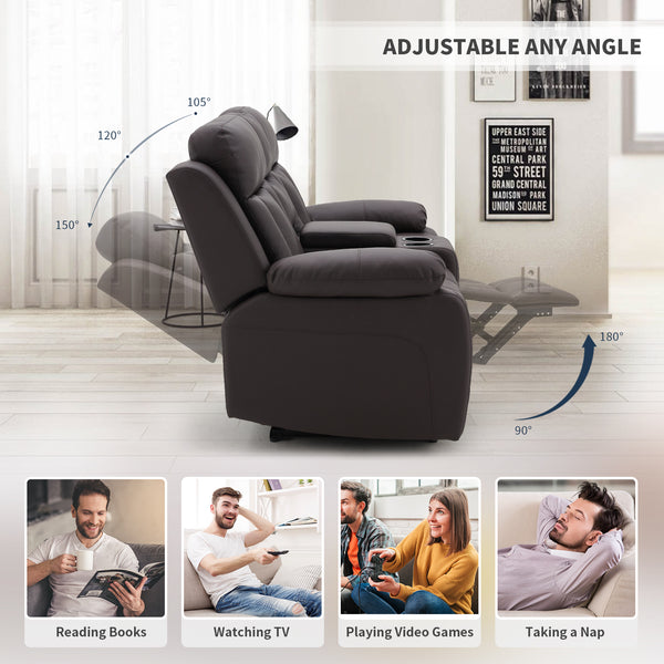 Homrest Breathable Leather Fabric Recliner Loveseat Chair with PU Padded Seat Backrest is designed for reading books, watching tv, playing video games and taking a nap