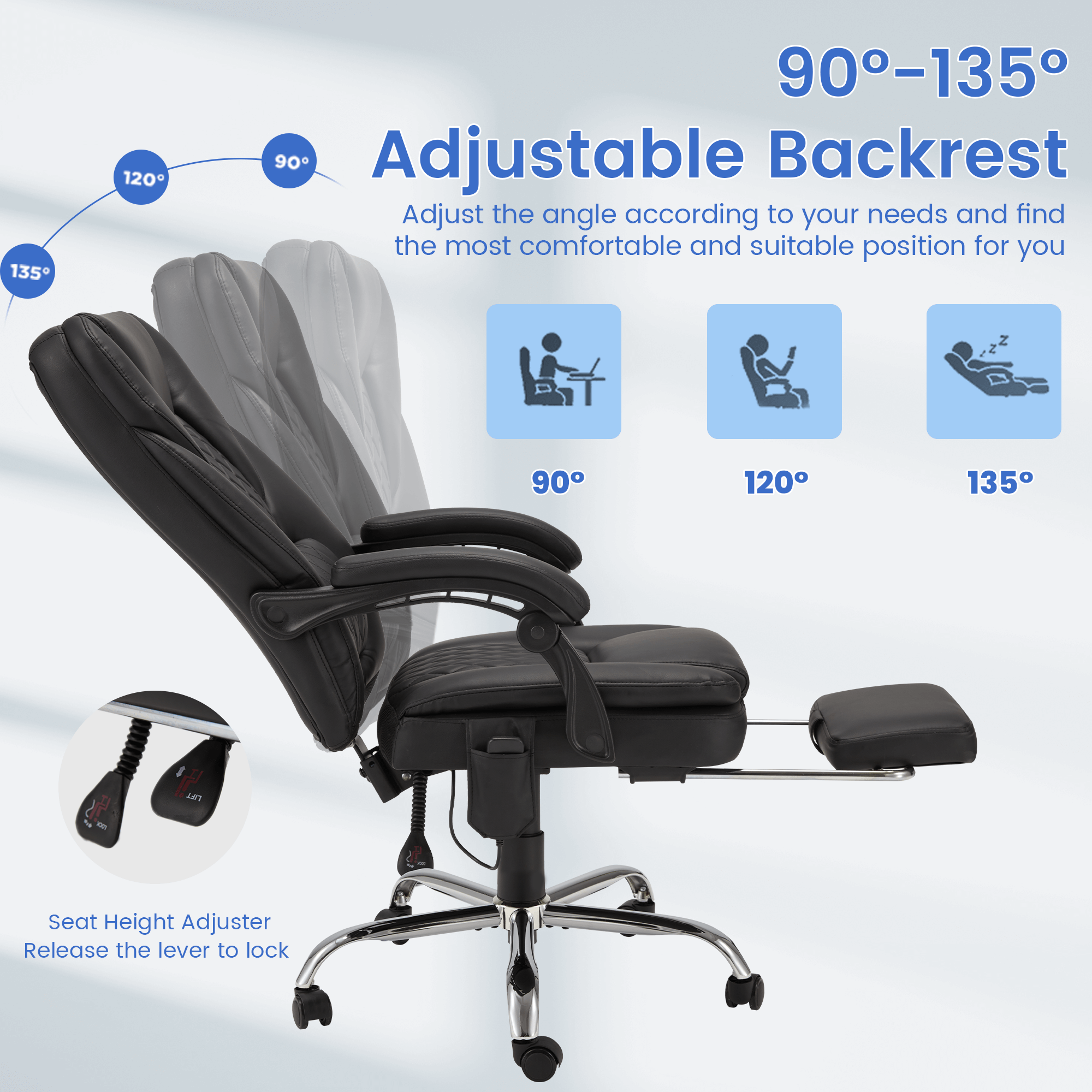 Homrest Executive Office Chair, Ergonomic Office Chair with Lumbar Support Black
