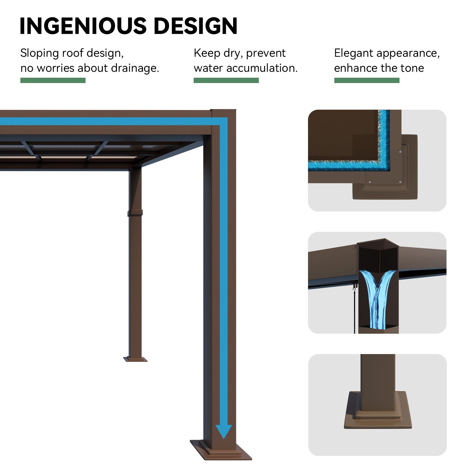 HOMREST 12' x 16' Lean to Gazebo, Patio Gazebo with Adjustable Polycarbonate Roof, Hardtop Wall Mounted Gazebo with Metal Frame, Outdoor Pergola for Deck, Porch, Garden, Backyard