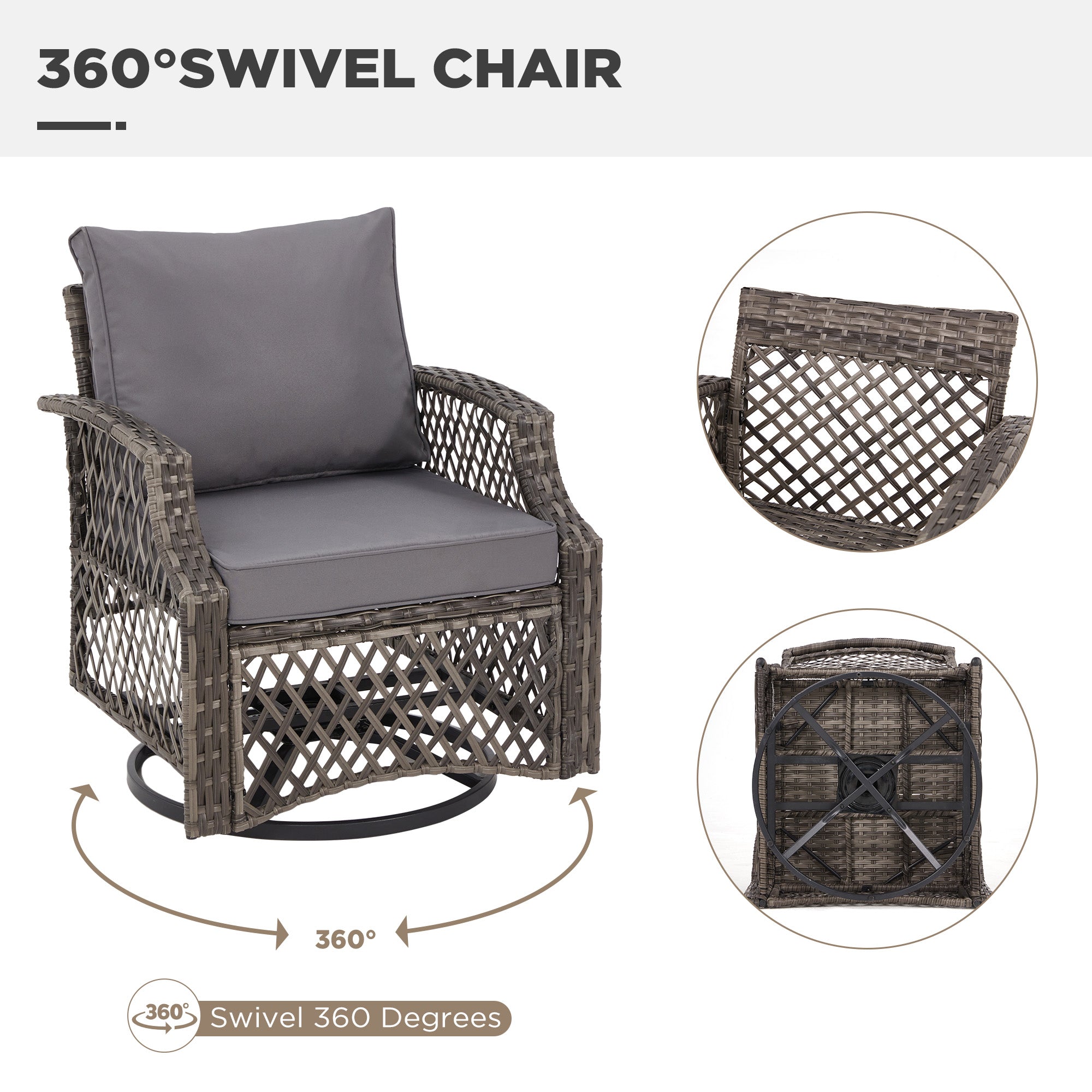 HOMREST 7 Piece Patio Furniture Set, Rattan Outdoor Sectional for Deck Backyard Porch (Gray)