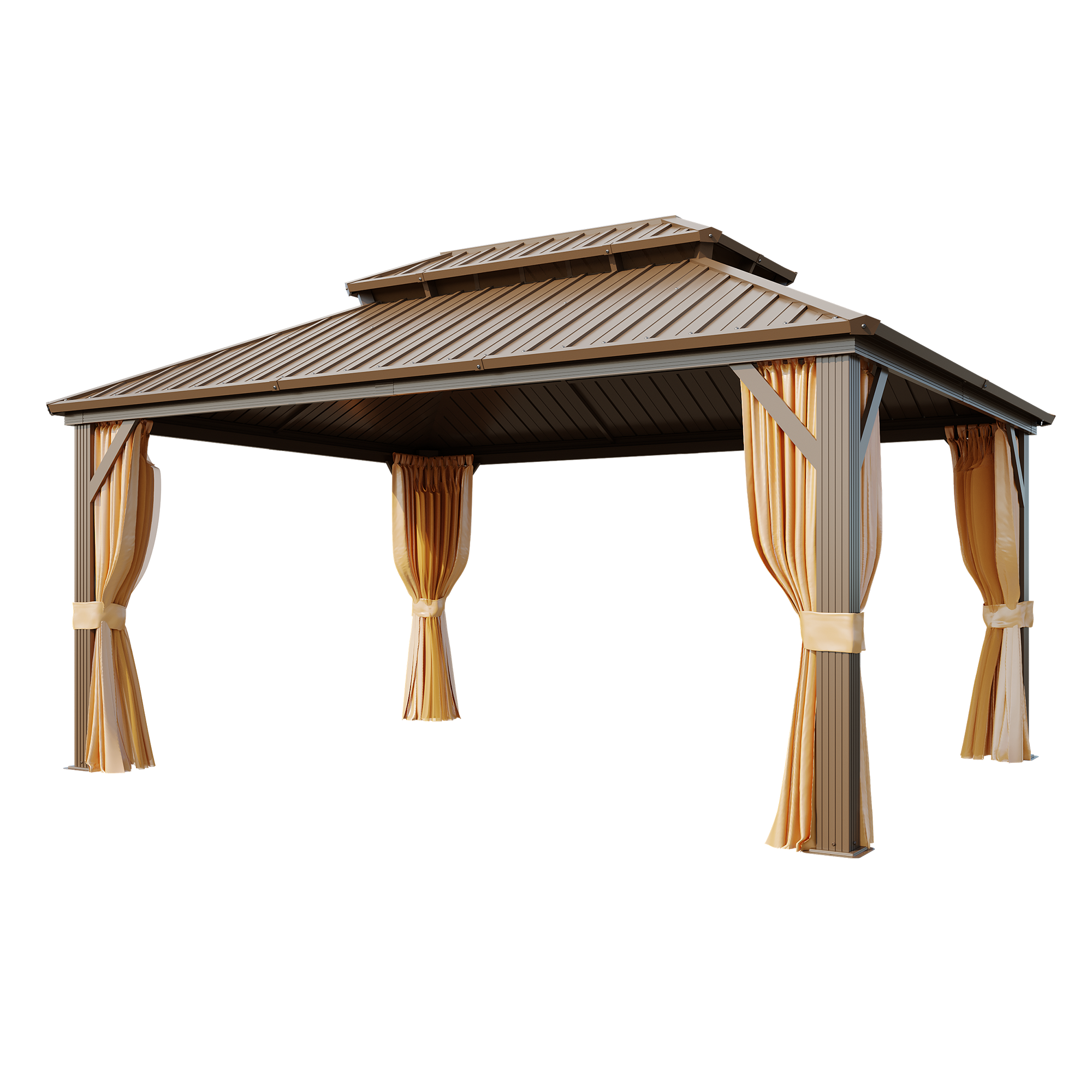 Homrest 12' x 16' Hardtop Gazebo, Aluminum Frame Gazebos with Galvanized Steel Double Roof