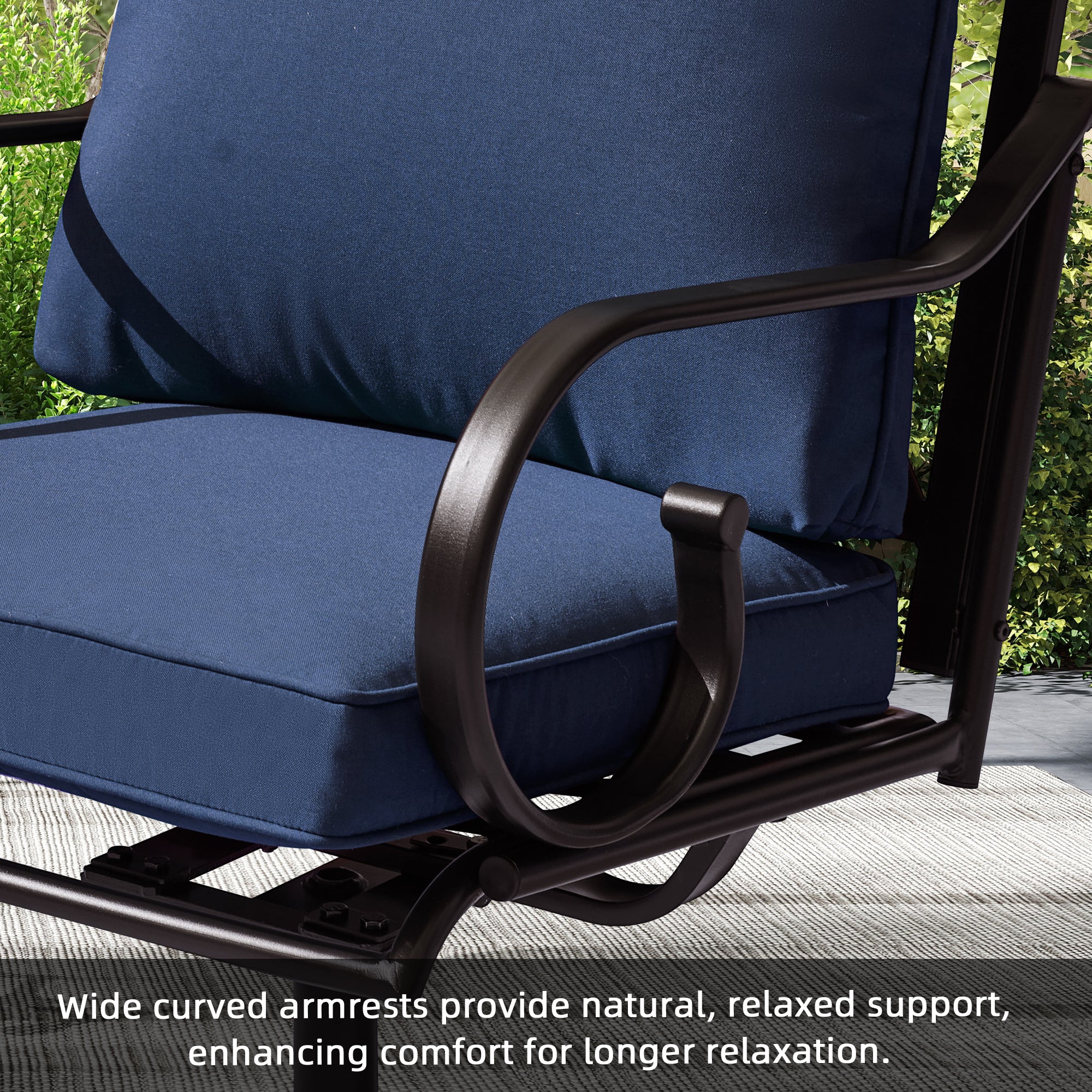 HOMREST  Patio Swivel Chair Set of 2, Outdoor Dining Chairs with Cushions, Blue