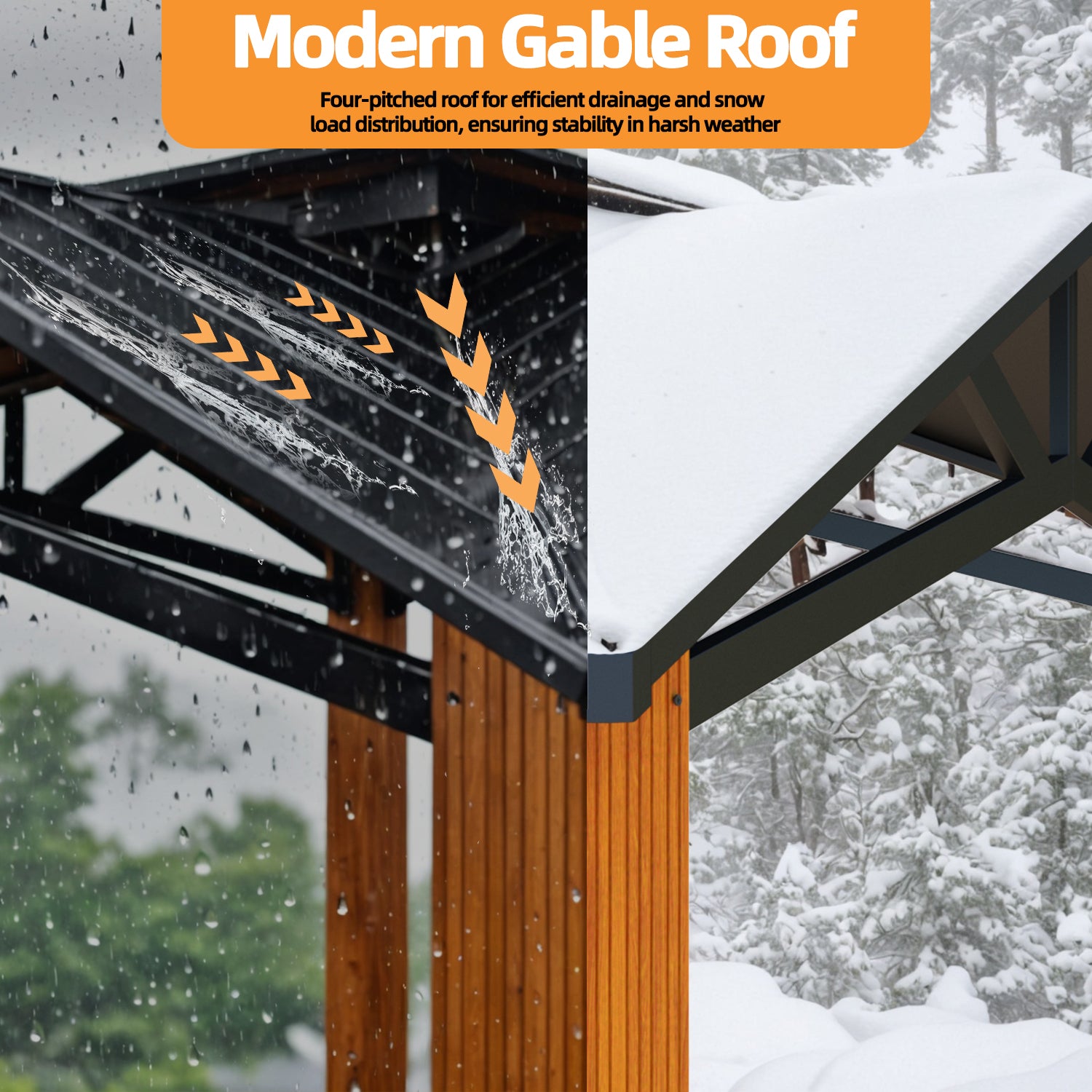 HOMREST  12 x 12 FT Modern Gazebo with Double Roof and Enhanced Drainage System, Built for Harsh Weather