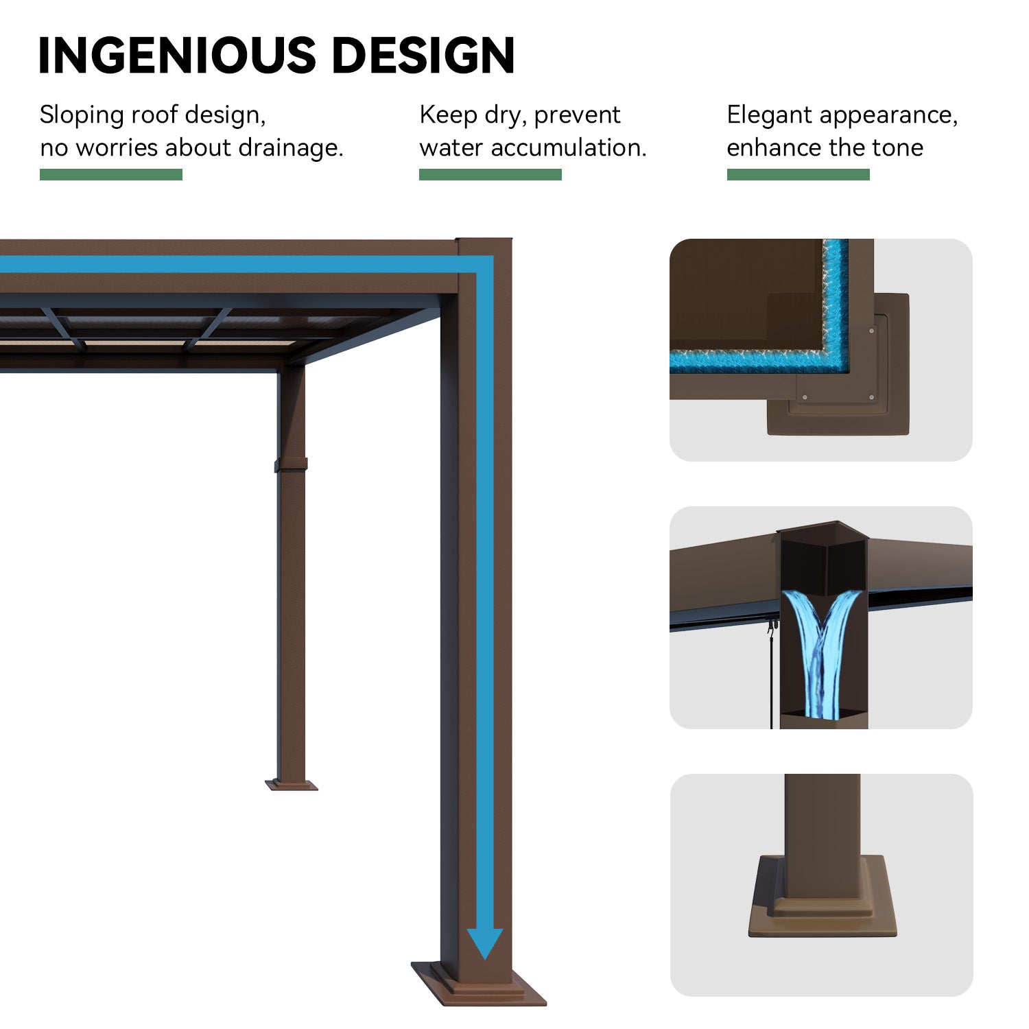 HOMREST 10' x 13' Lean to Gazebo, Patio Gazebo with Adjustable Polycarbonate Roof, Hardtop Wall Mounted Gazebo with Metal Frame