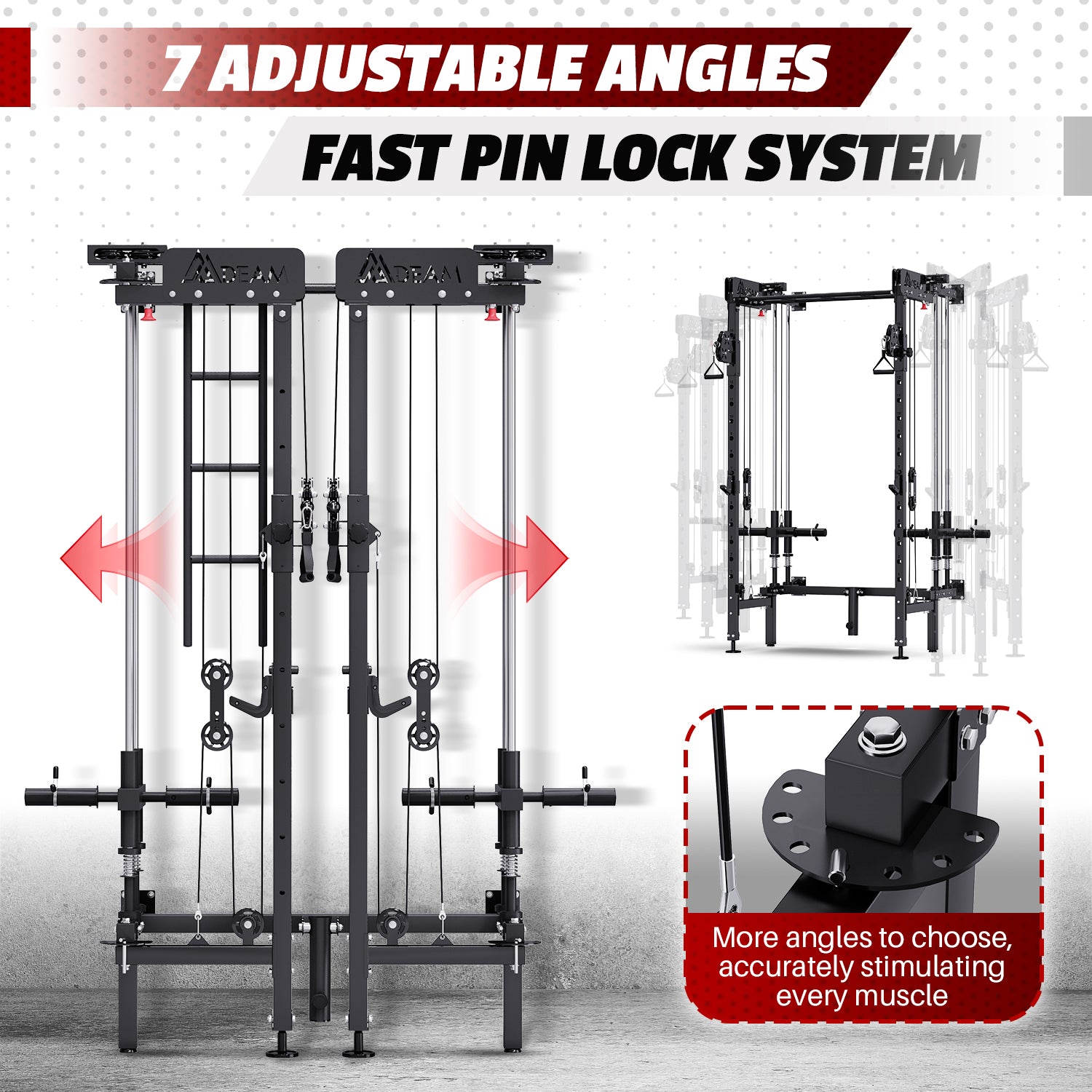 HOMREST Folding Squat Rack, Wall Mounted Power Rack with Cable Crossover Machine & LAT Pull Down Multi-Function Space-Saving Power Cage, Black