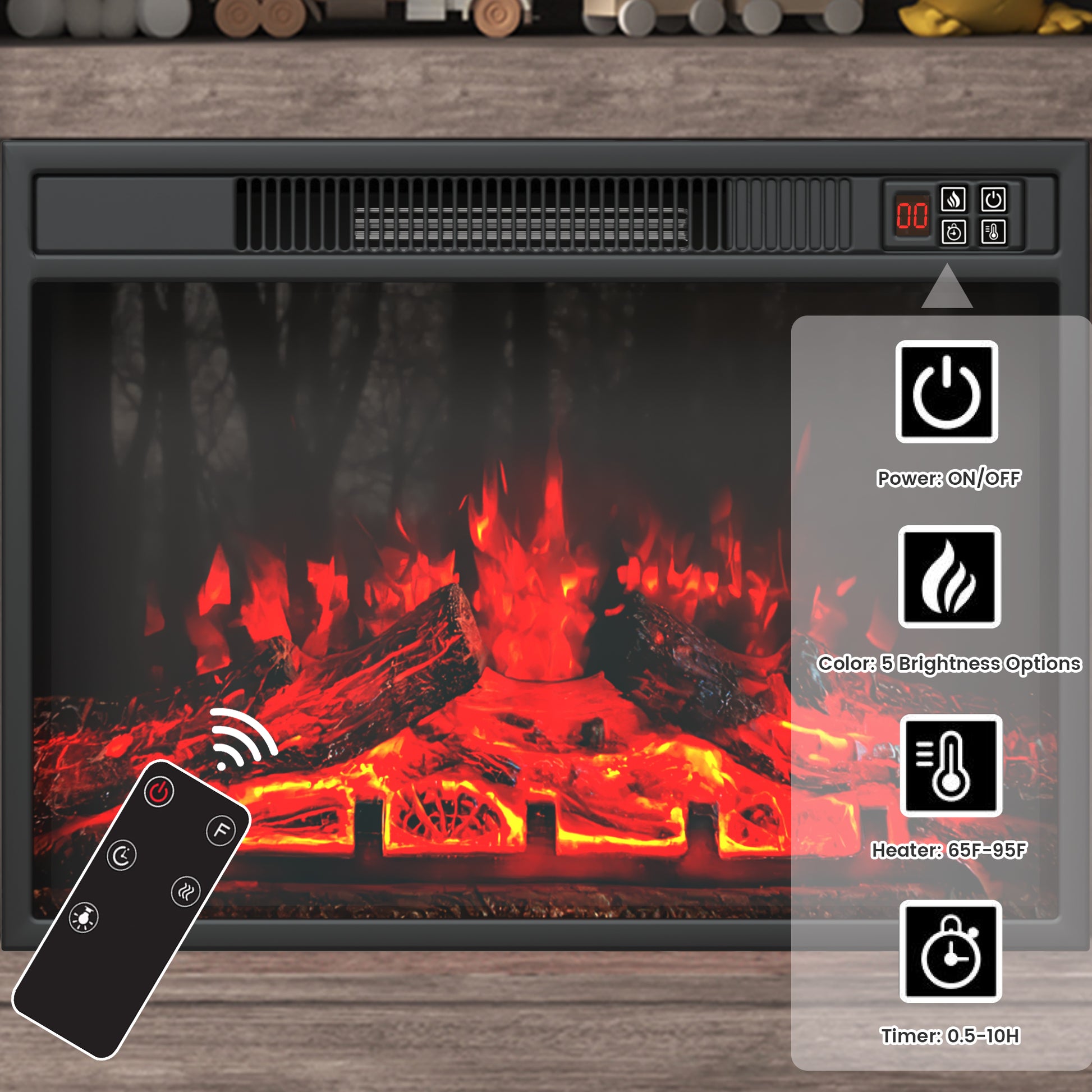 rustic-tv-stand-with-electric-fireplace​