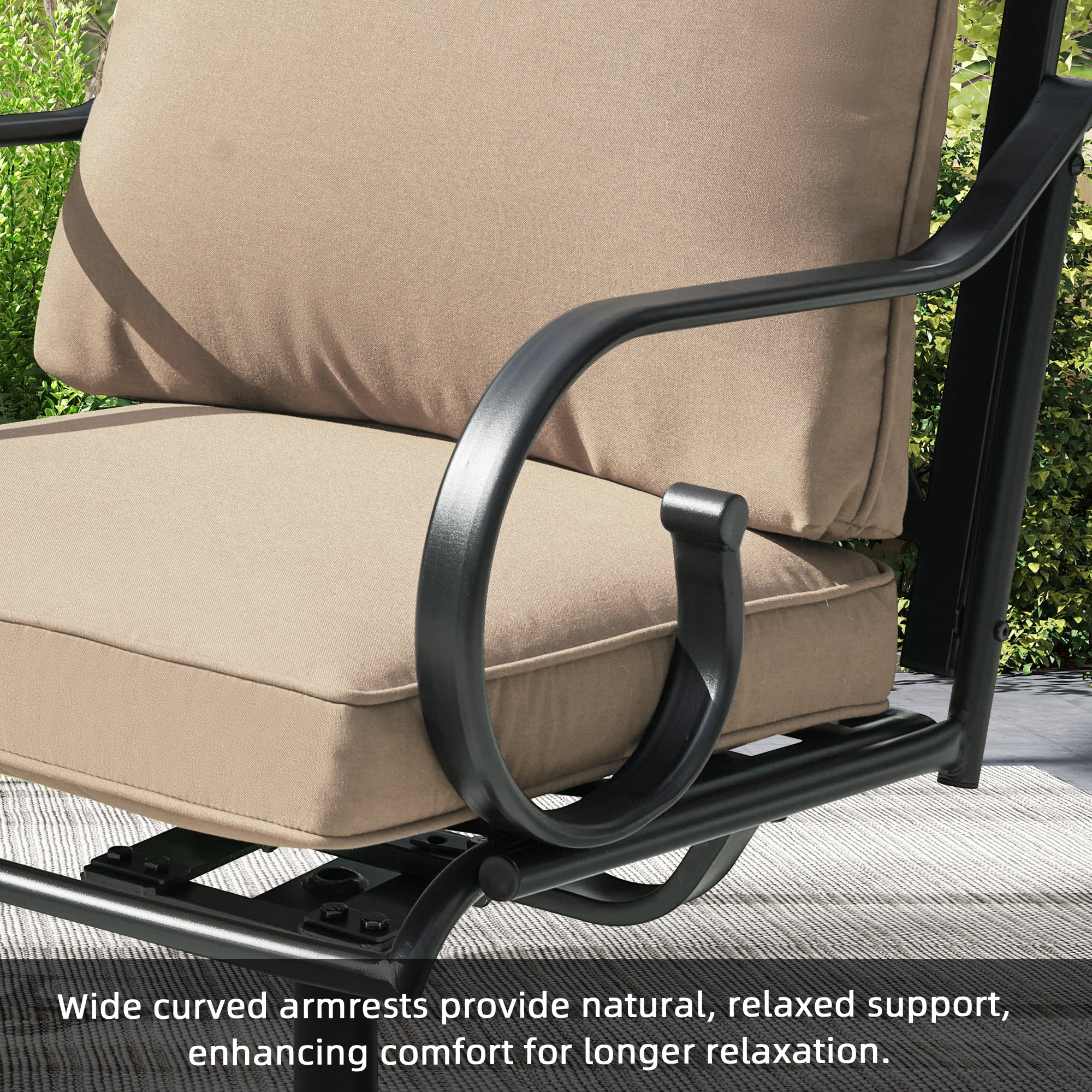 HOMREST  Patio Swivel Chair Set of 2, Outdoor Dining Chairs with Cushions, khaki