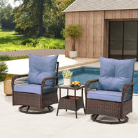 Swivel Chairs (Blue)<br/>brown wicker