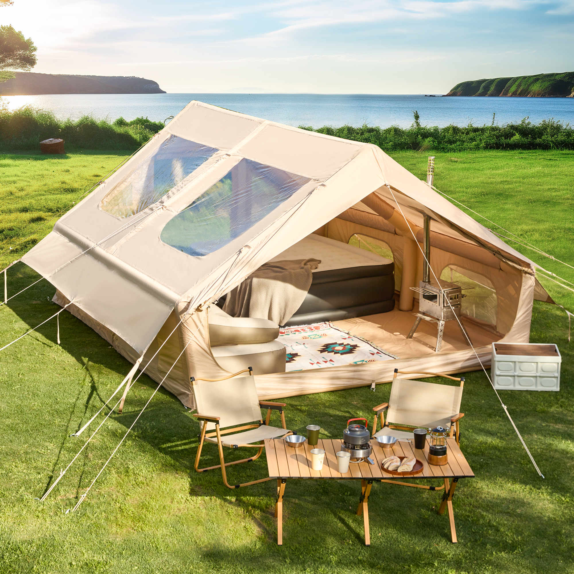 HOMREST 10-12 Person Extra Large 4 season Tent with Stove Jack – 10x12.9x6.2ft