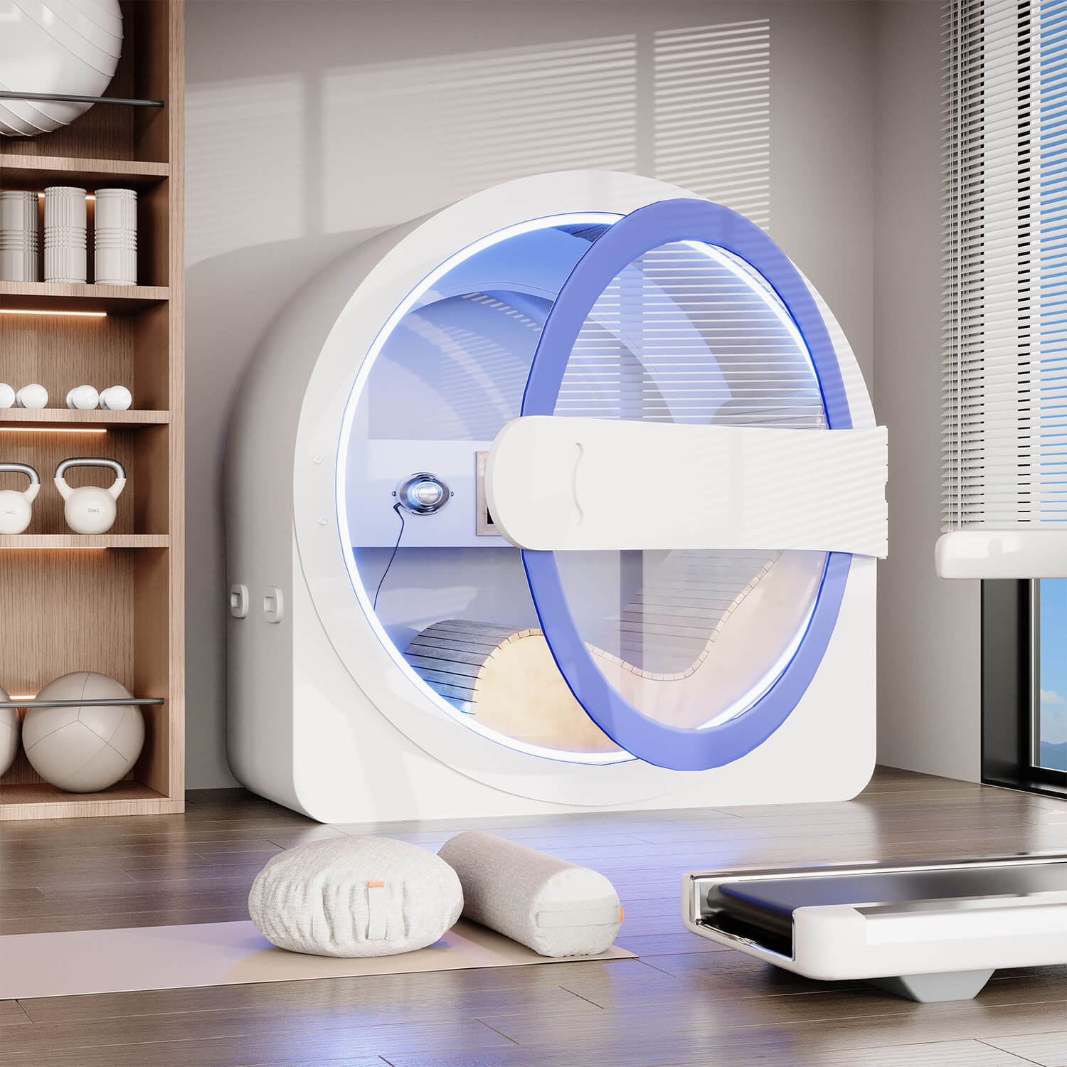 HOMREST Space-Capsule Infrared Sauna with Lounger & Dual-Wave Beauty Light|Pre-Order