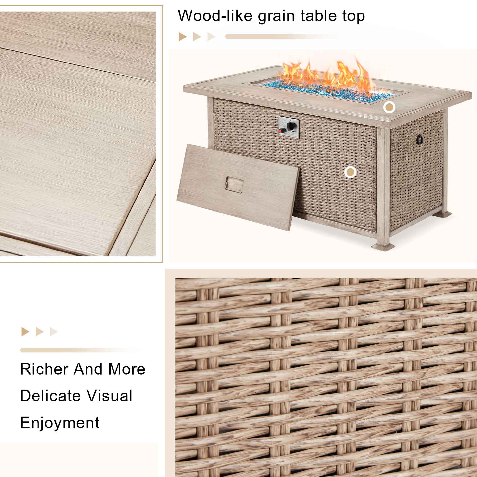 Outdoor fire pit table for backyard and poolside, gray | Homrest furniture