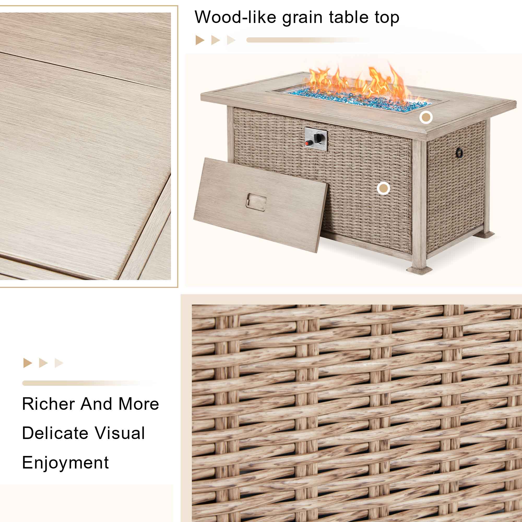 Outdoor fire pit table for backyard and poolside, gray | Homrest furniture
