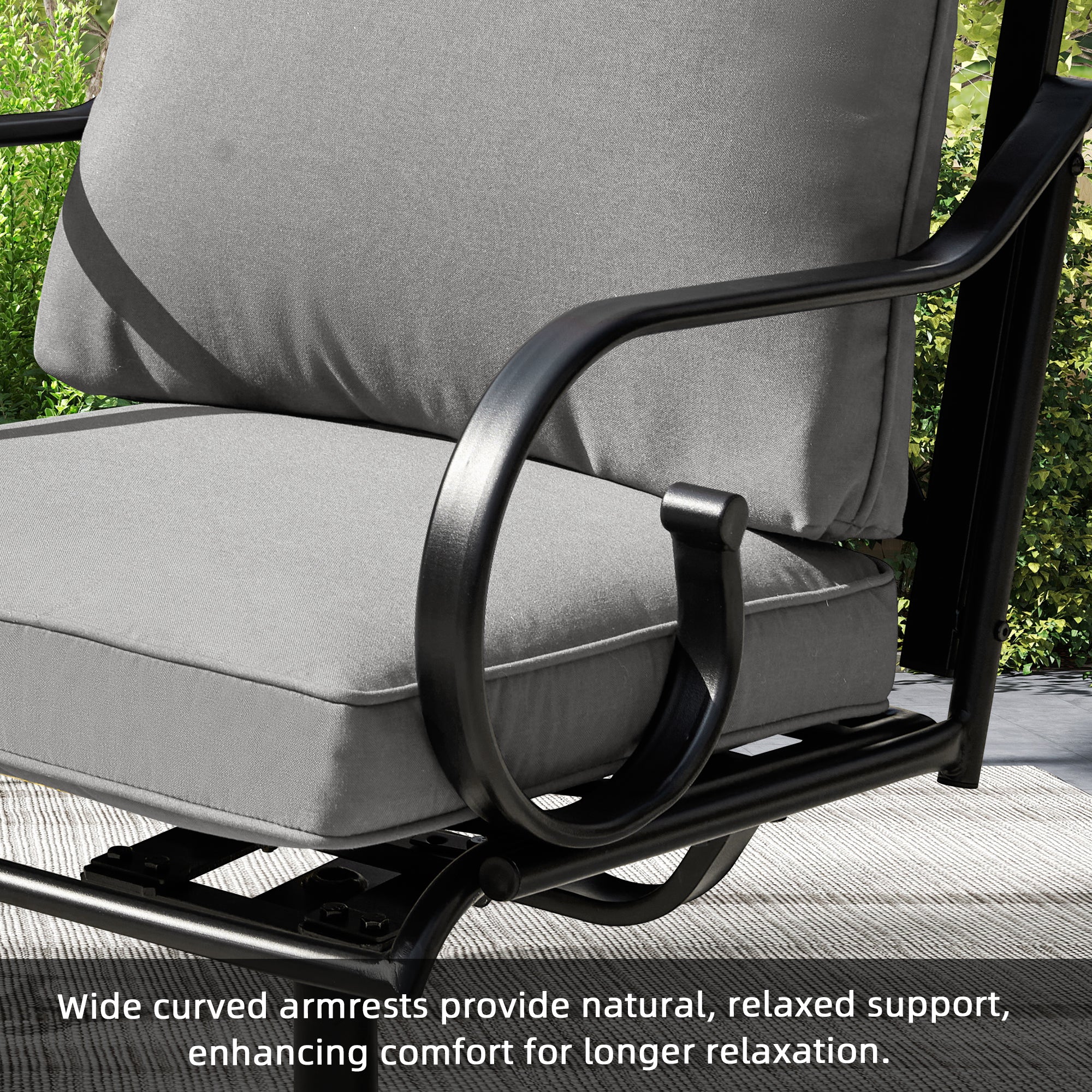 HOMREST  Patio Swivel Chair Set of 2, Outdoor Dining Chairs with Cushions, Gray