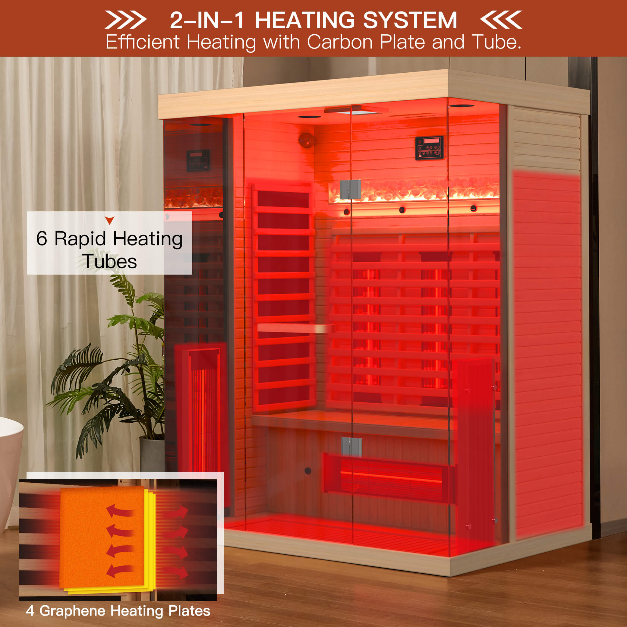 HOMREST Infrared Sauna 3 Person with Full Spectrum Heaters for Home or Gym