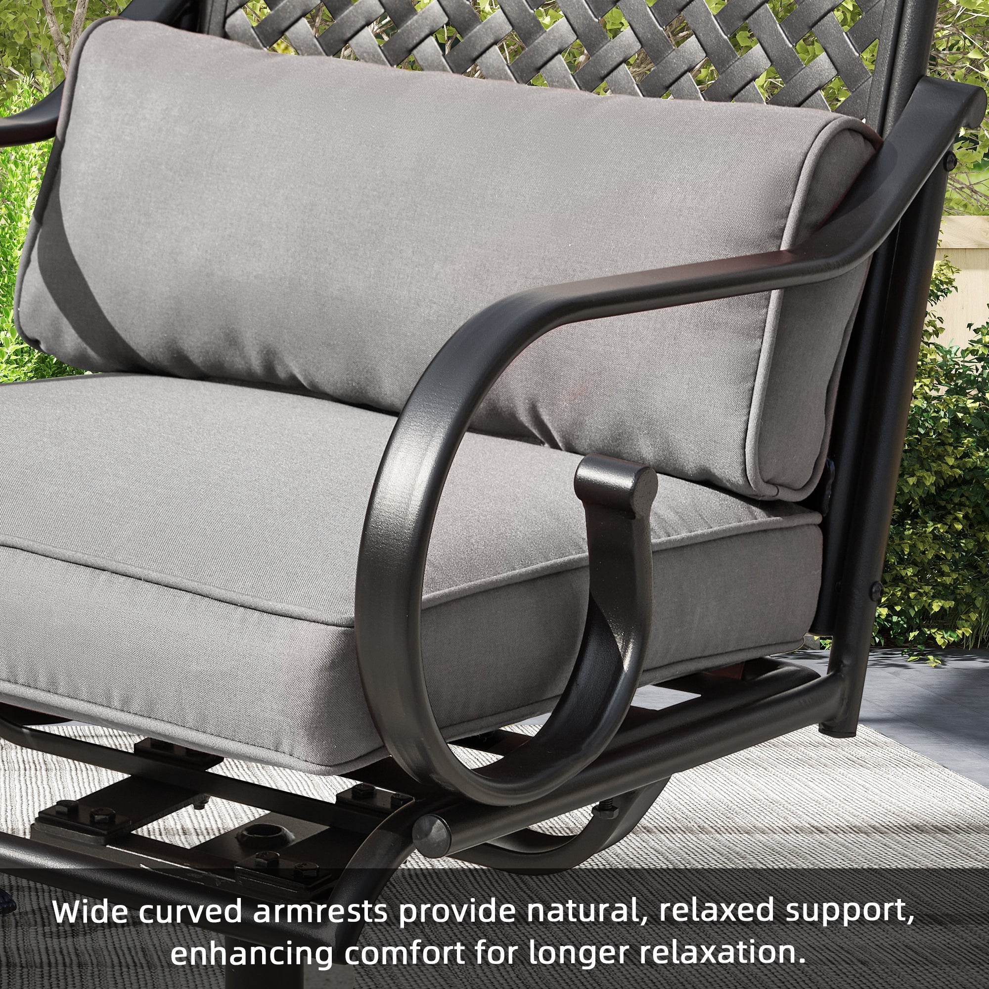 homrest Patio Swivel Chair Set of 2, Outdoor Dining Chairs with Cushions for Porch, Deck, and Garden, Gray