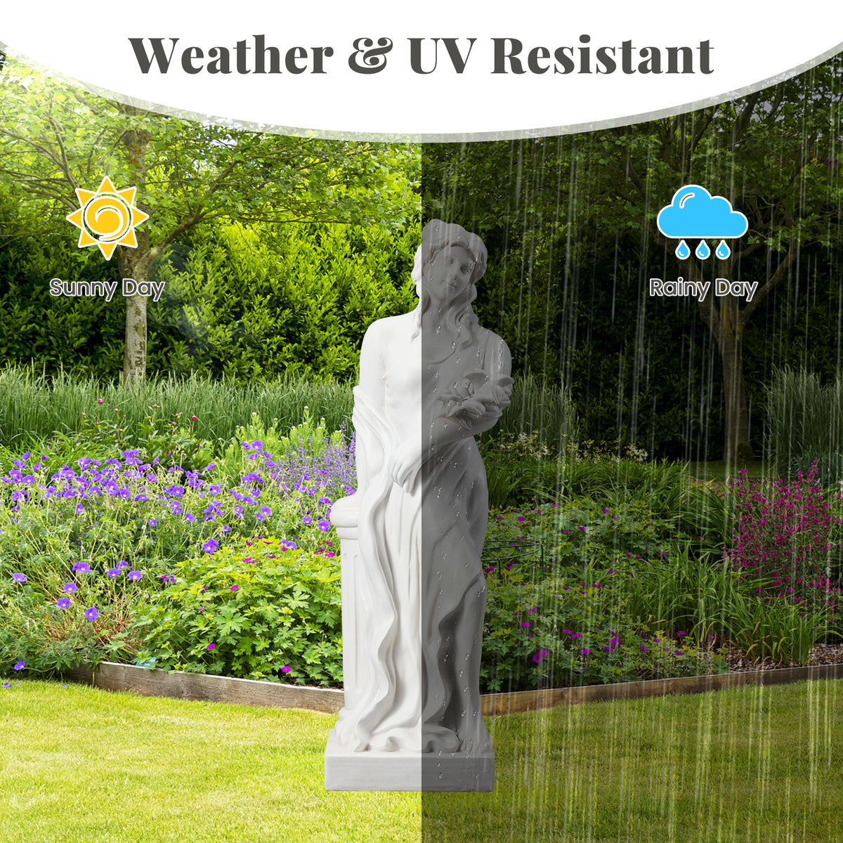 HOMREST Adalberta Weather-Resistant Magnesium Oxide Religious Statue, 32.5" H X 9.5'' W X 9.5'' D