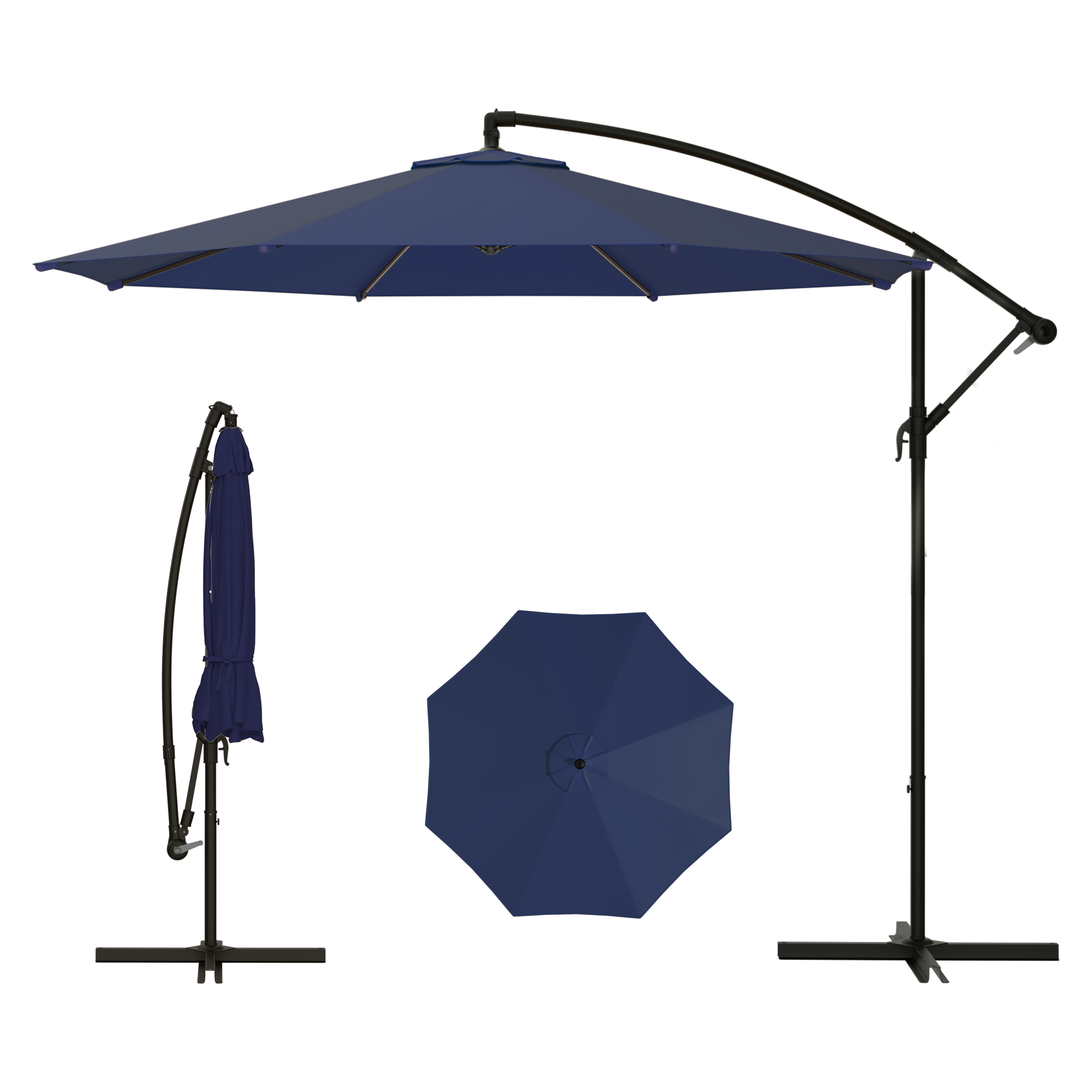 Homrest 10ft Offset Patio Umbrella - Outdoor Hanging Umbrella with Easy Tilt, 99.9% UV Protection, and Sturdy Iron Frame for Garden, Pool, Backyard, Navy